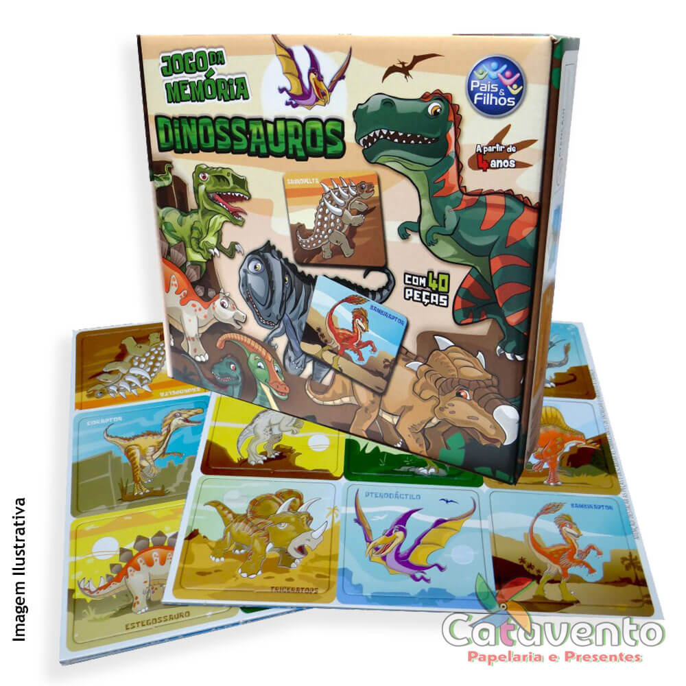 JOGO DA MEMÓRIA DINOSSAUROS 48 PEÇAS REF 1003 - GGB BRINQUEDOS - Papelaria  Catavento